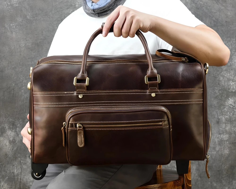 mens leather carry on bag